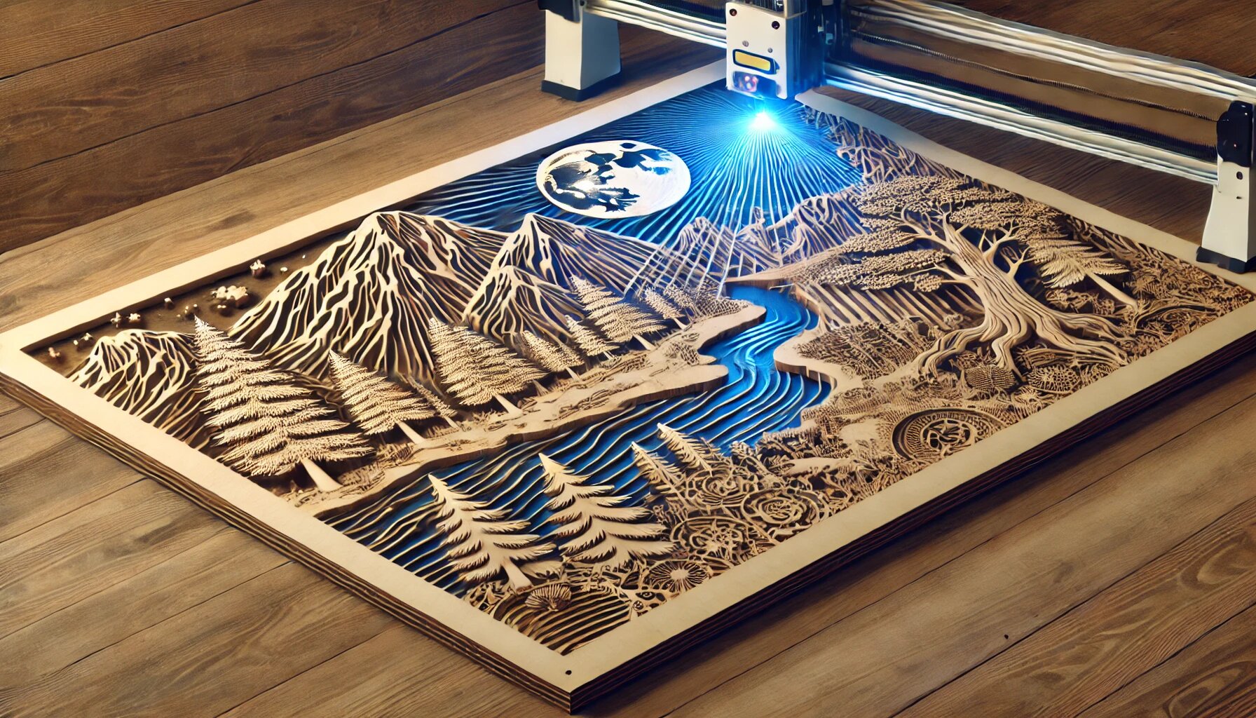 Laser-bois-coupe-coupe-une feuille de natural-nature-mousque